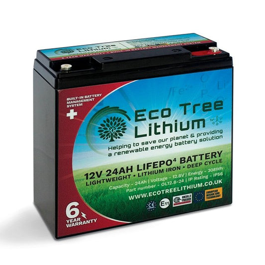 BatteryEco Tree Lithium 12V 24Ah LiFePO4 Leisure Battery EL12.8-24 - hubPOWER