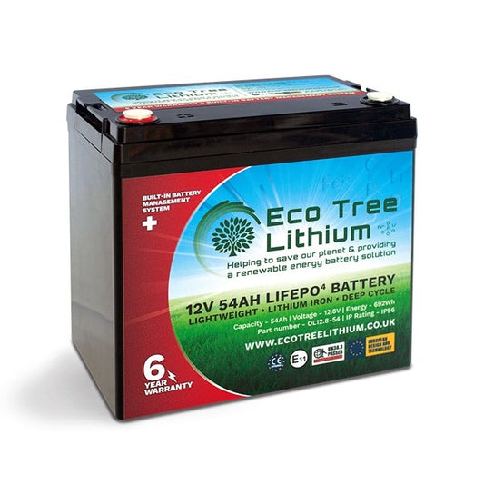 BatteryEco Tree Lithium 12V 54Ah LiFePO4 Leisure Battery EL12.8-54 - hubPOWER