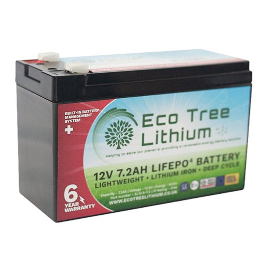 BatteryEco Tree Lithium 12V 7.2Ah LiFePO4 Energy Storage Battery EL12.8-7.2 - hubPOWER